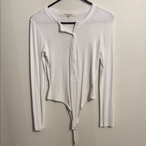 Elegant White Button-Front Bodysuit